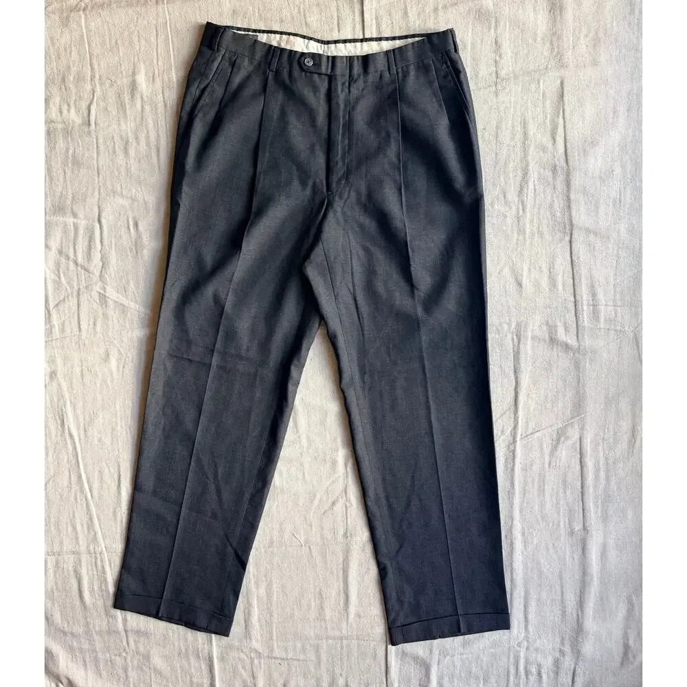 Vintage Christian Dior Monsieur Pants Men's 34X32 Pleated Gray Tailored in USA